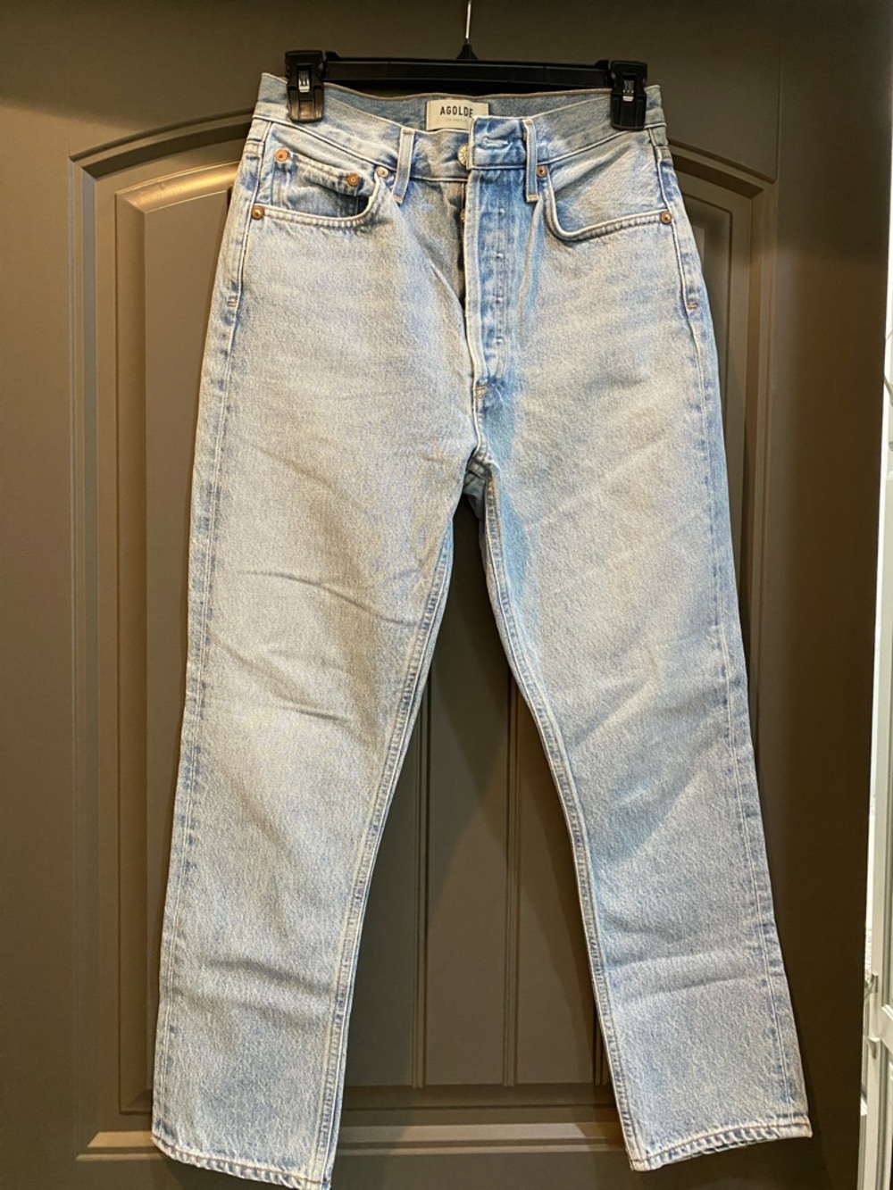 Agolde Pale Blue High-Rise Straight Jeans